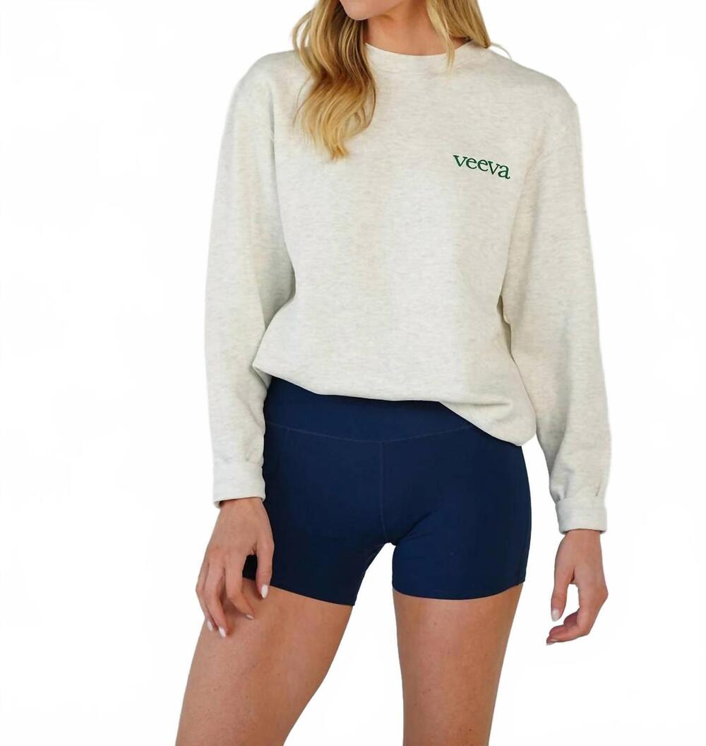 NEW VEEVA capsule crewneck sweater in grey